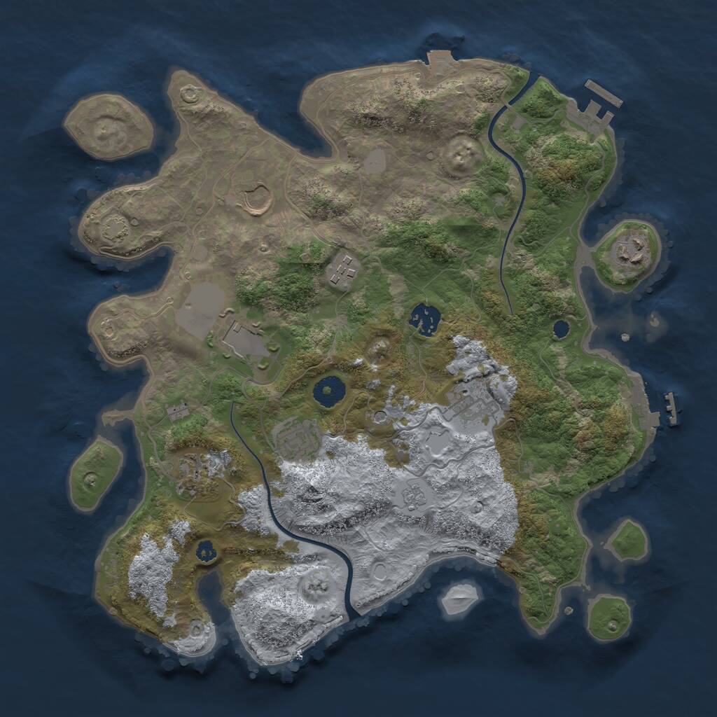 Rust Map: Procedural Map, Size: 3500, Seed: 63725242, 14 Monuments
