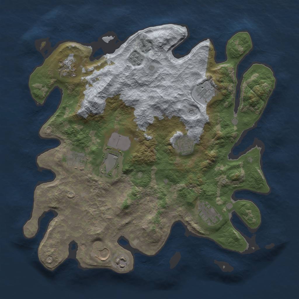 Rust Map: Barren, Size: 3600, Seed: 75474, 12 Monuments