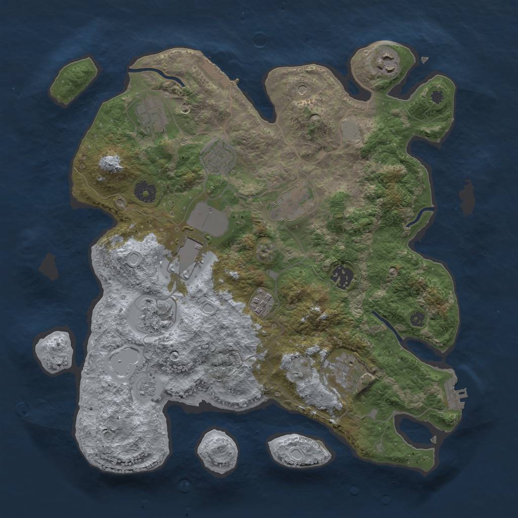 Rust Map: Procedural Map, Size: 3500, Seed: 22325505, 18 Monuments
