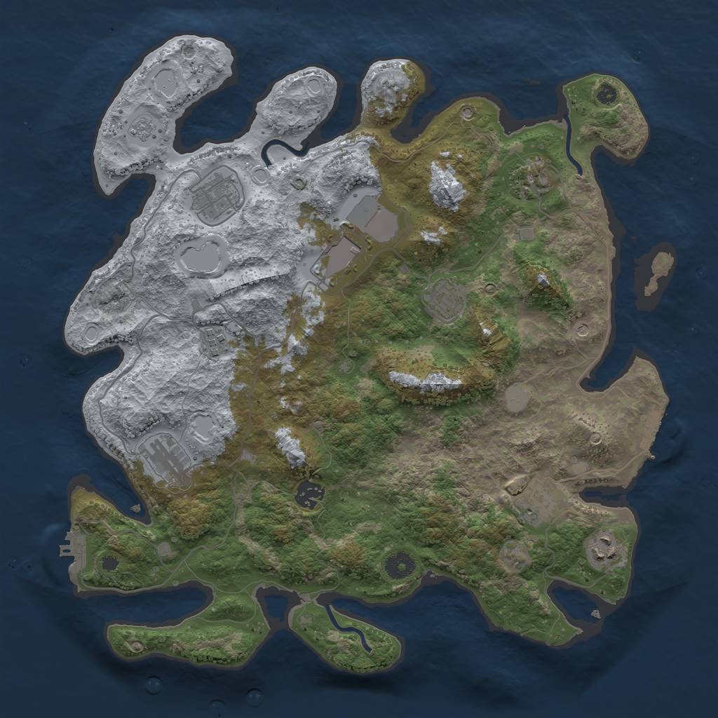 Rust Map: Procedural Map, Size: 3850, Seed: 55094647, 16 Monuments