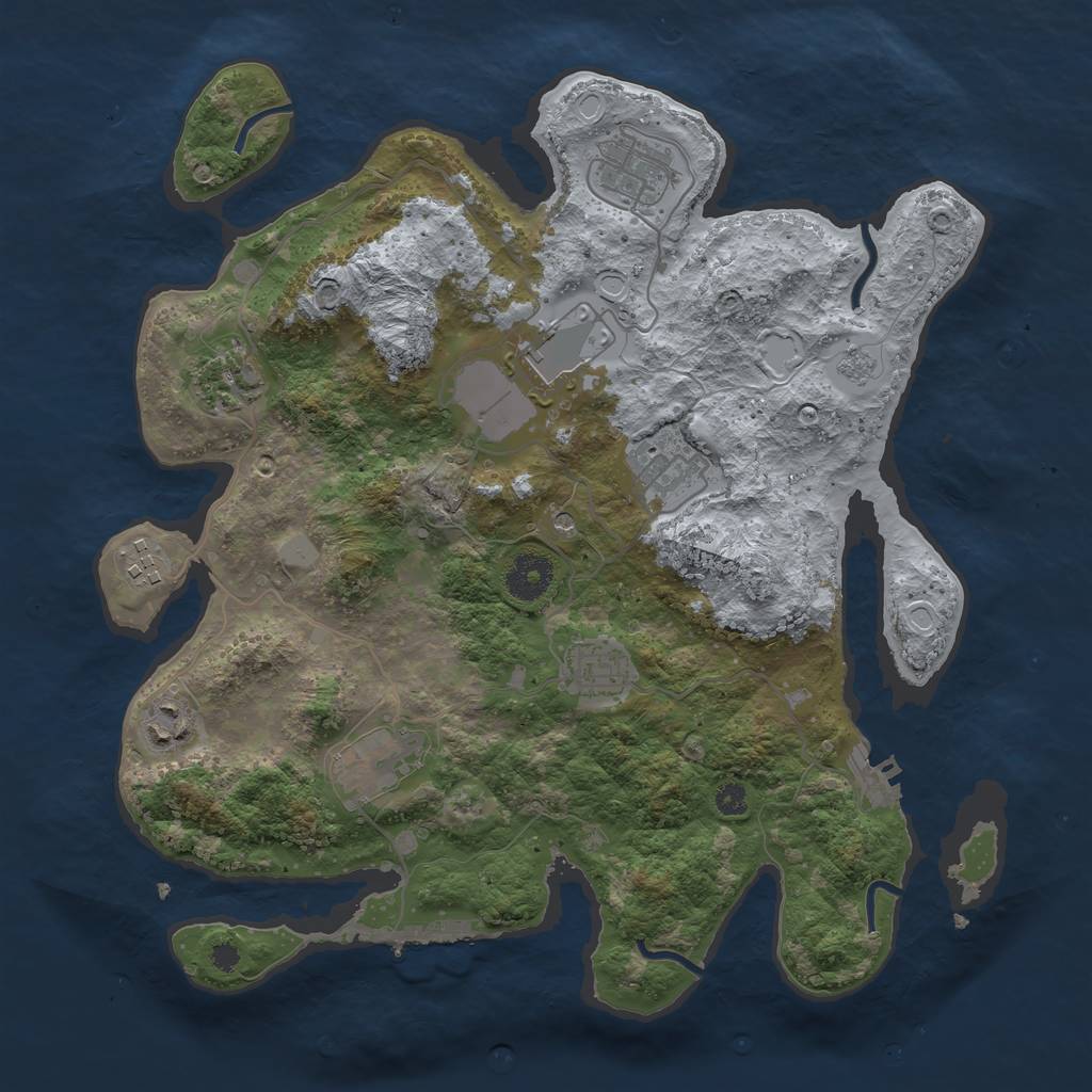 Rust Map: Procedural Map, Size: 3500, Seed: 42222, 17 Monuments