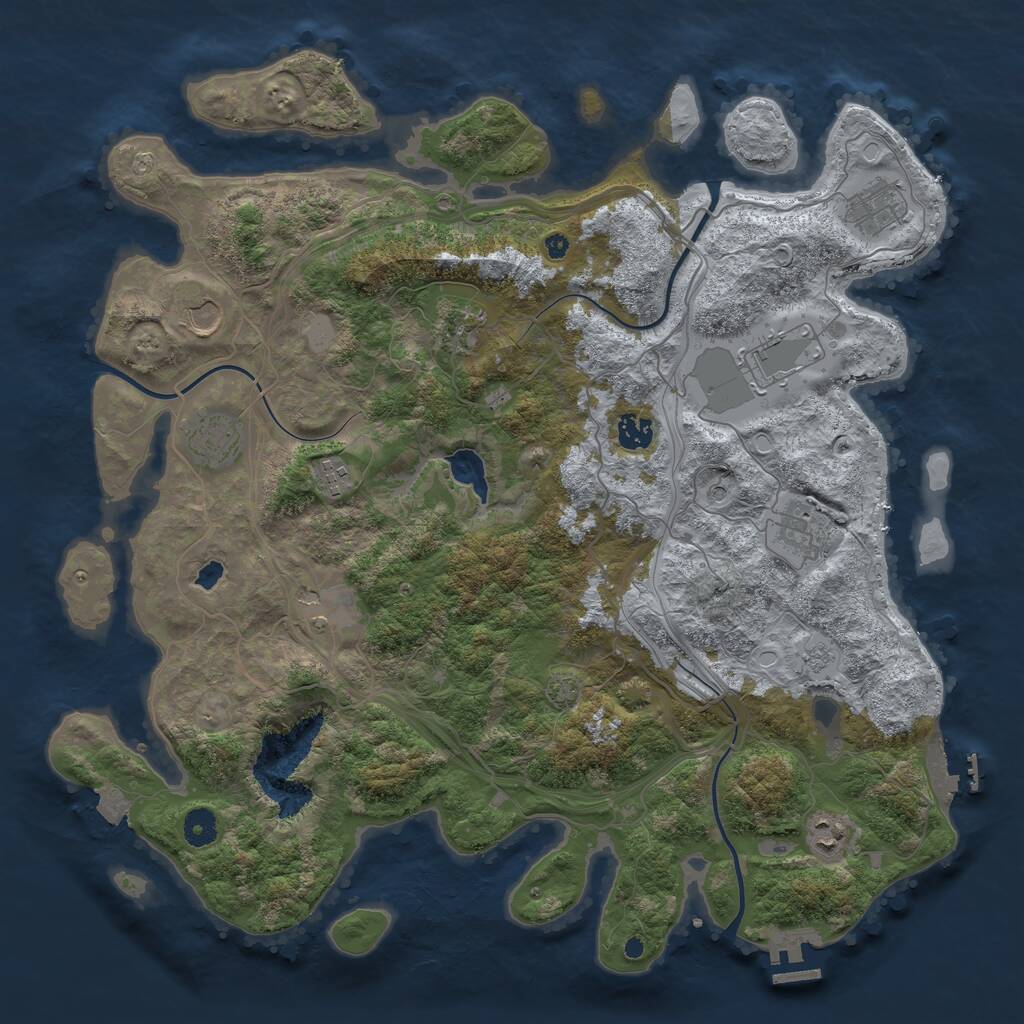 Rust Map: Procedural Map, Size: 4250, Seed: 919911421, 16 Monuments