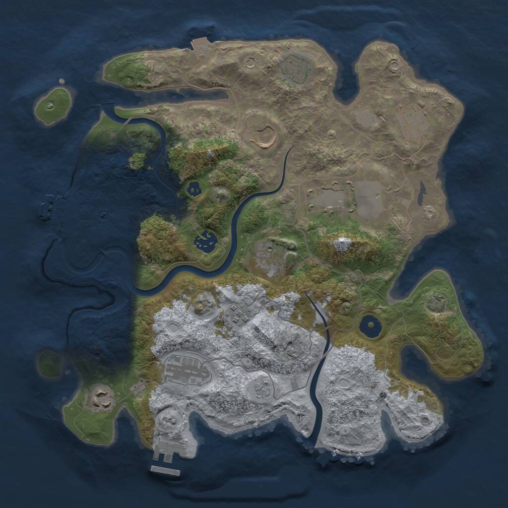 Rust Map: Procedural Map, Size: 3500, Seed: 10919438, 15 Monuments