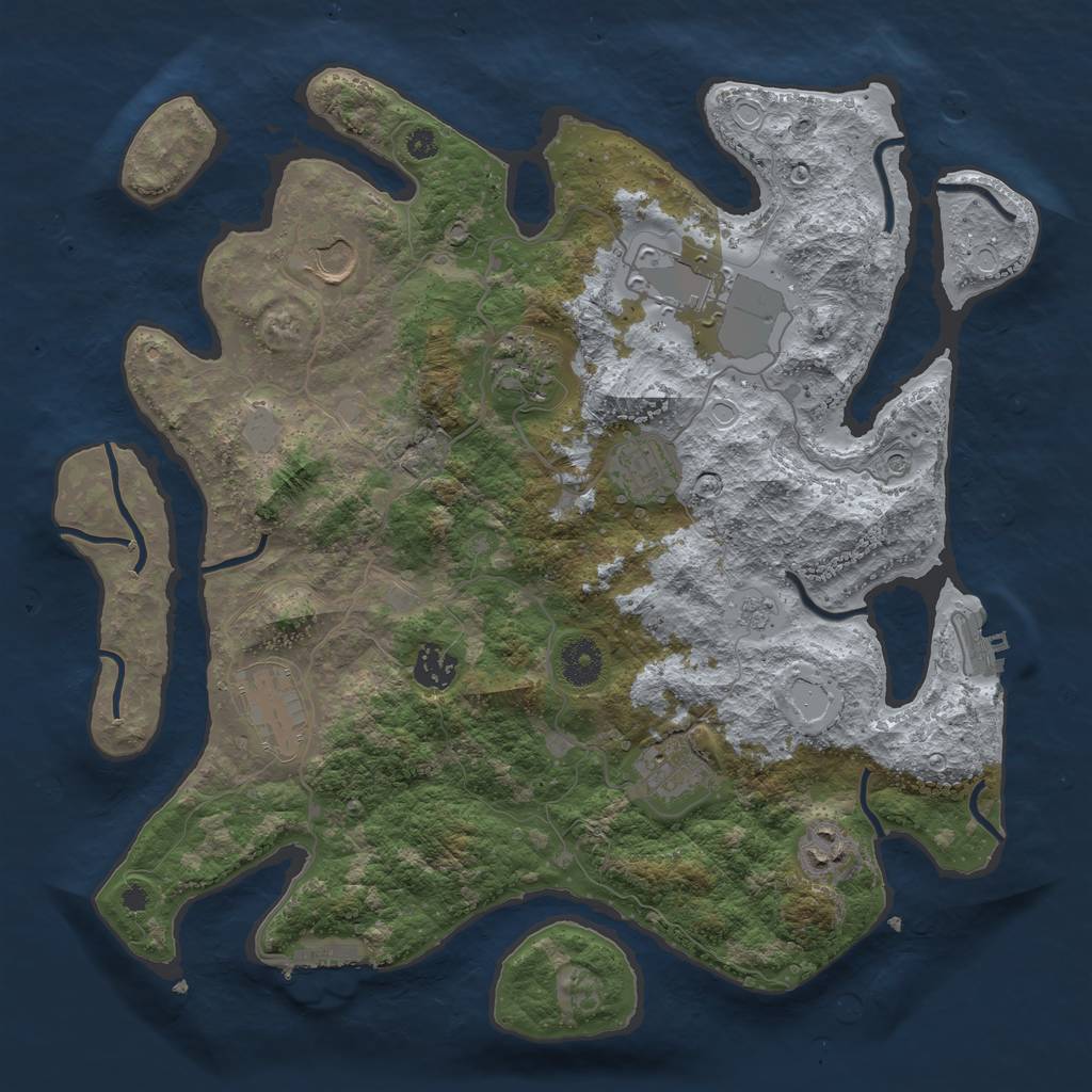 Rust Map: Procedural Map, Size: 3700, Seed: 360097592, 17 Monuments