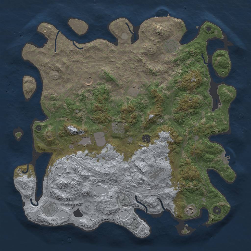 Rust Map: Procedural Map, Size: 4500, Seed: 518691662, 19 Monuments