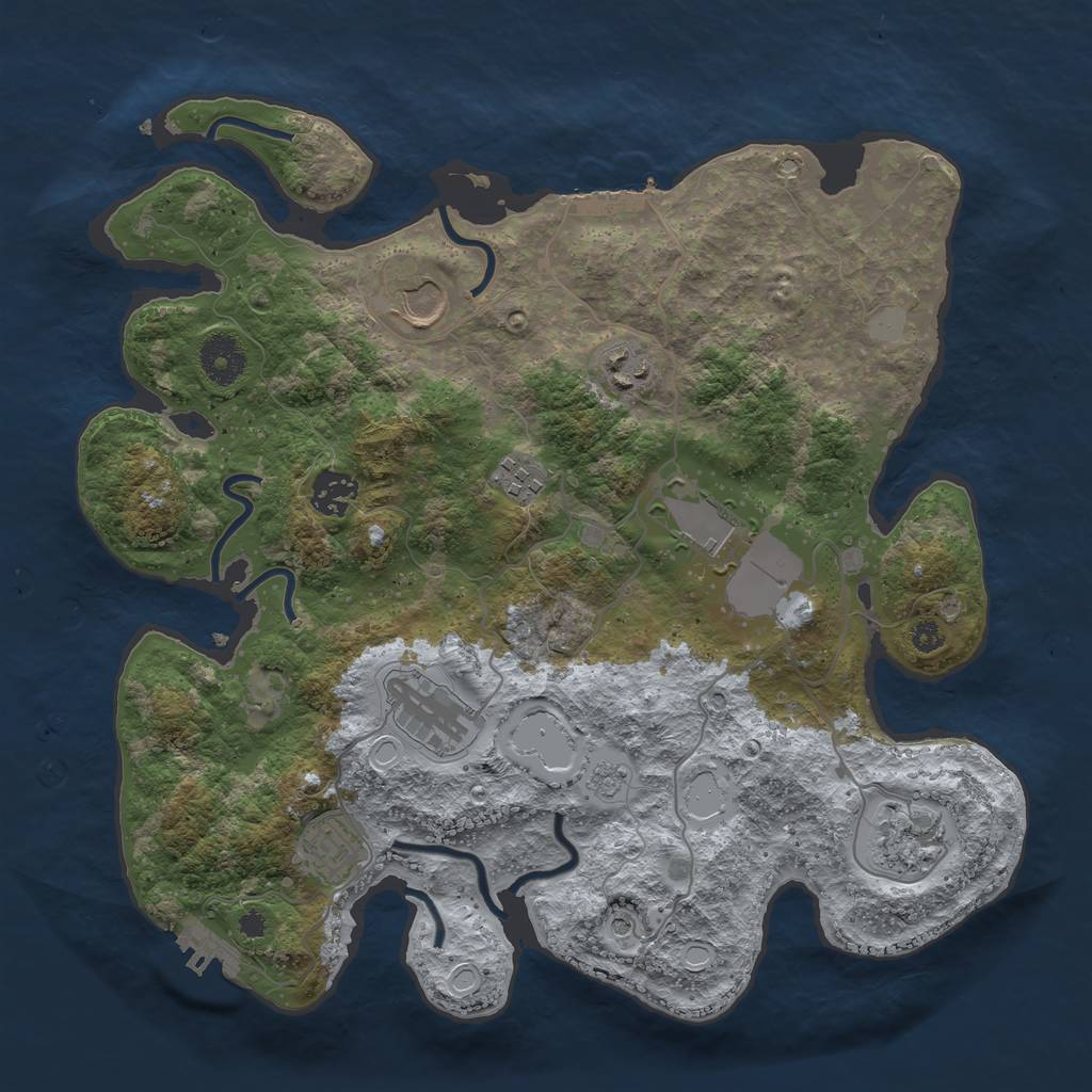 Rust Map: Procedural Map, Size: 3500, Seed: 62257626, 17 Monuments