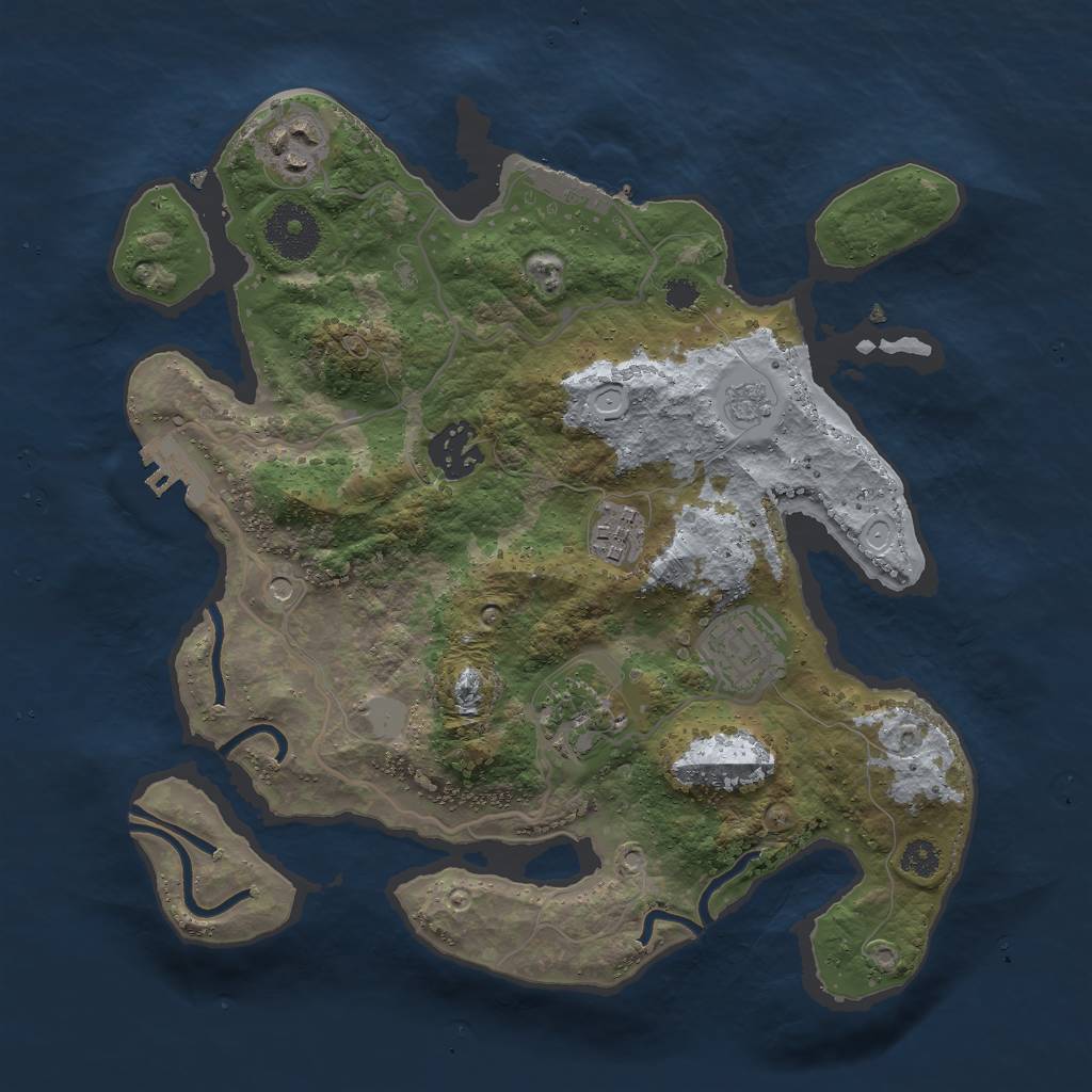 Rust Map: Procedural Map, Size: 3000, Seed: 1332212470, 14 Monuments
