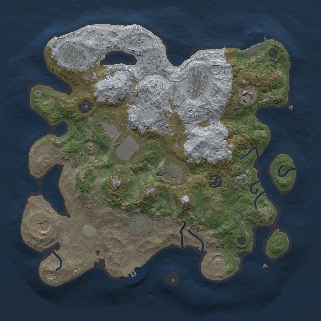 Rust Map: Procedural Map, Size: 3500, Seed: 10288152, 17 Monuments
