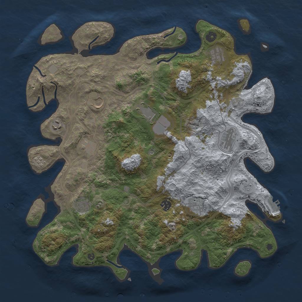 Rust Map: Procedural Map, Size: 4250, Seed: 1277251387, 18 Monuments