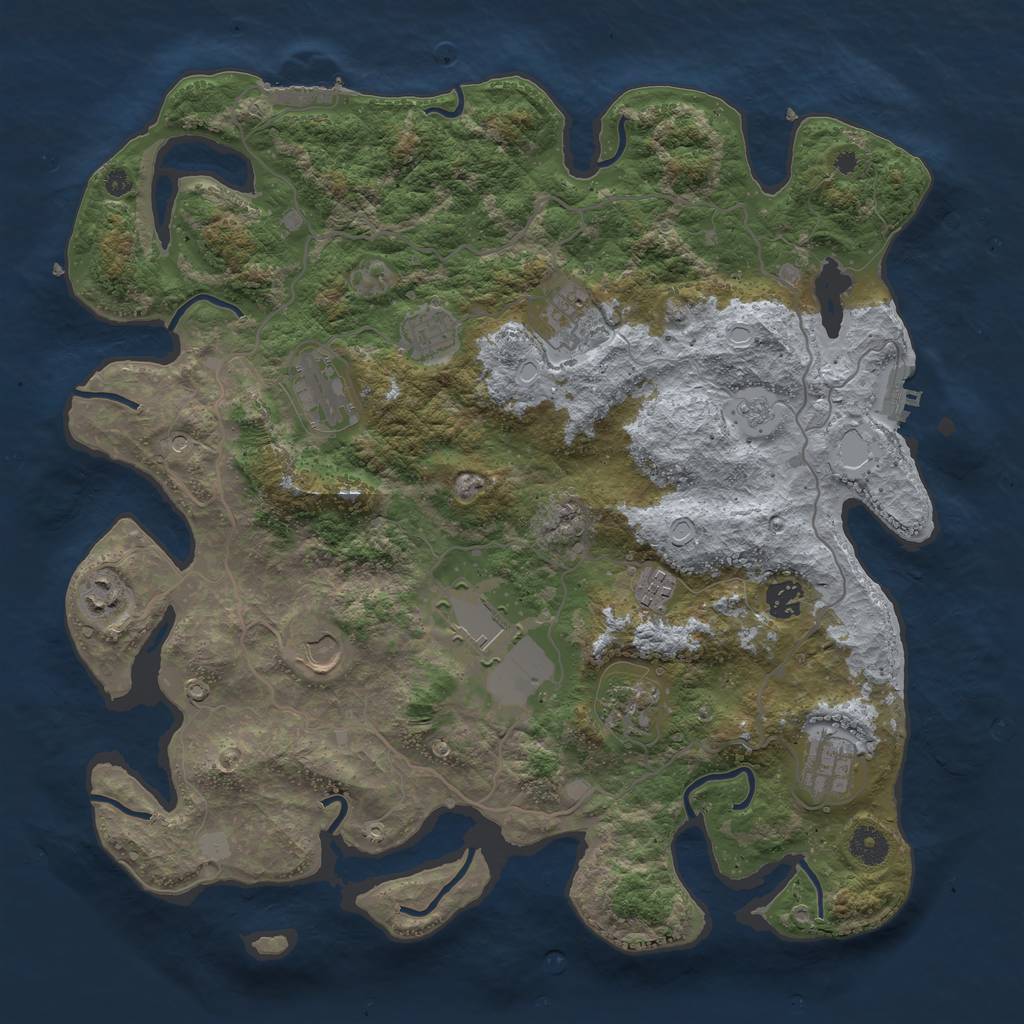 Rust Map: Procedural Map, Size: 4000, Seed: 953247711, 19 Monuments