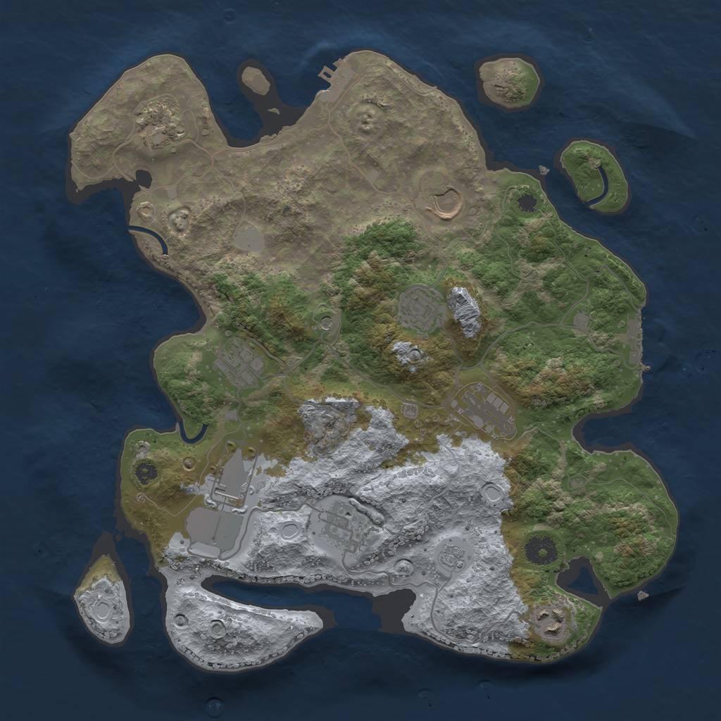 Rust Map: Procedural Map, Size: 3500, Seed: 53111490, 17 Monuments