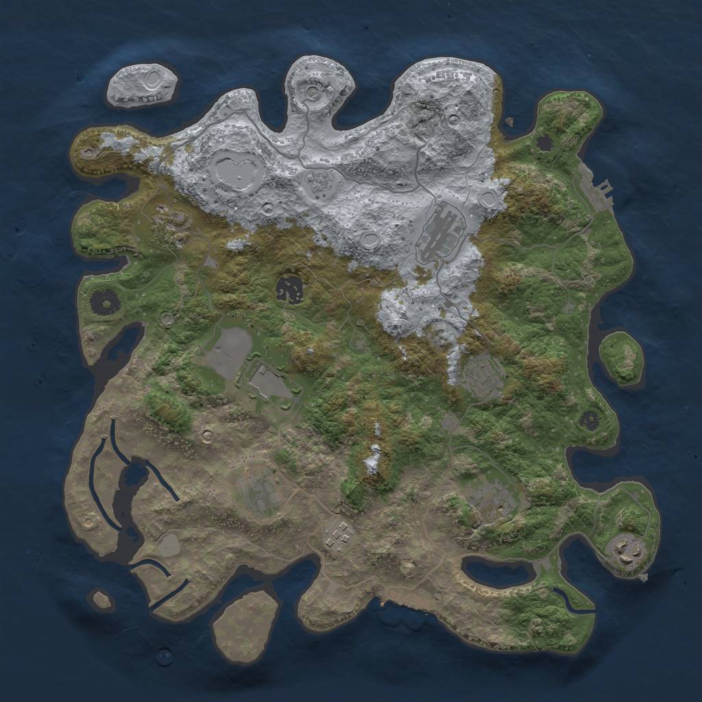 Rust Map: Procedural Map, Size: 3700, Seed: 1877843457, 18 Monuments