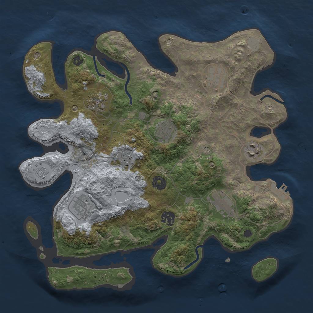Rust Map: Procedural Map, Size: 3250, Seed: 1892691882, 16 Monuments
