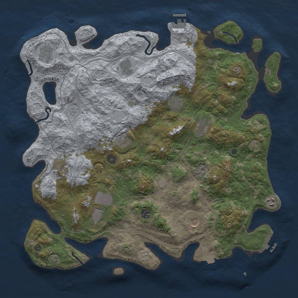 Rust Map: Procedural Map, Size: 4500, Seed: 660717360, 17 Monuments