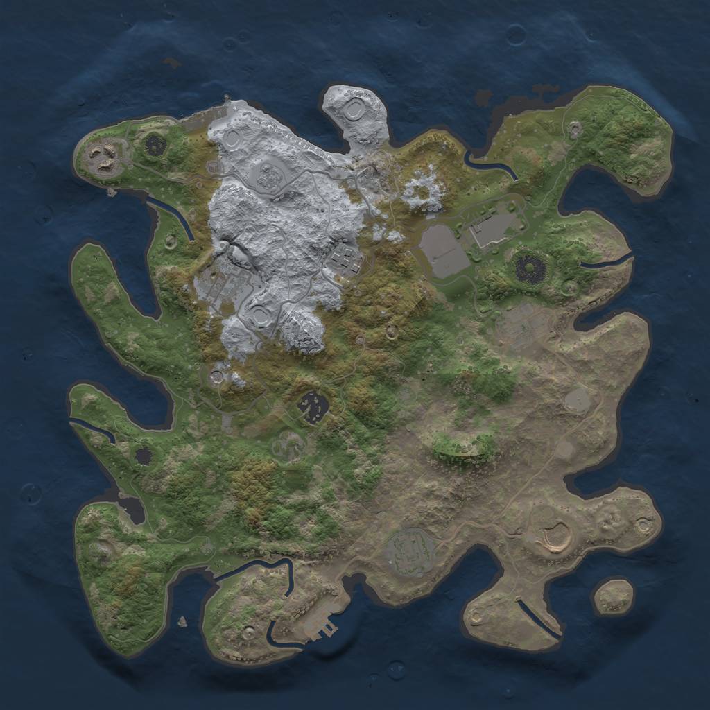 Rust Map: Procedural Map, Size: 3500, Seed: 21549012, 17 Monuments