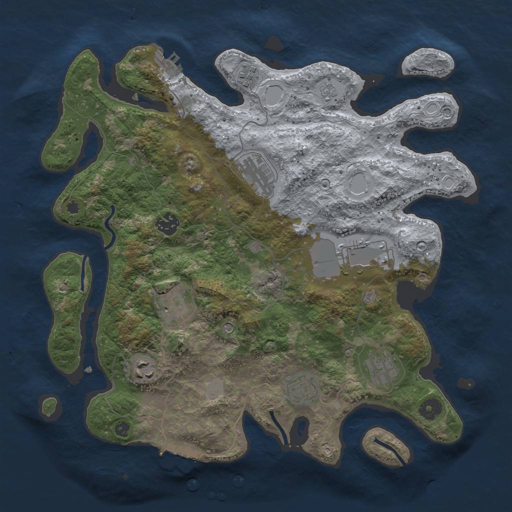 Rust Map: Procedural Map, Size: 3500, Seed: 387742, 17 Monuments