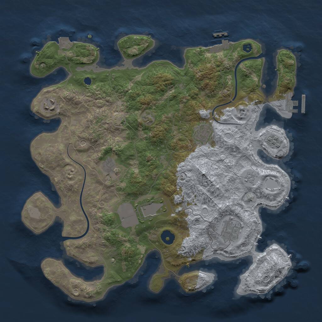Rust Map: Procedural Map, Size: 3500, Seed: 34594396, 12 Monuments