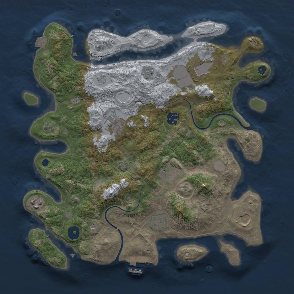 Rust Map: Procedural Map, Size: 3500, Seed: 94385033, 13 Monuments