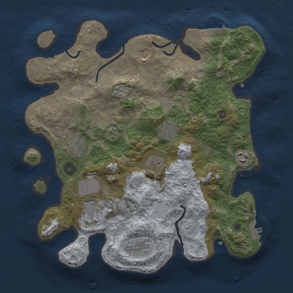Rust Map: Procedural Map, Size: 3500, Seed: 29342587, 15 Monuments