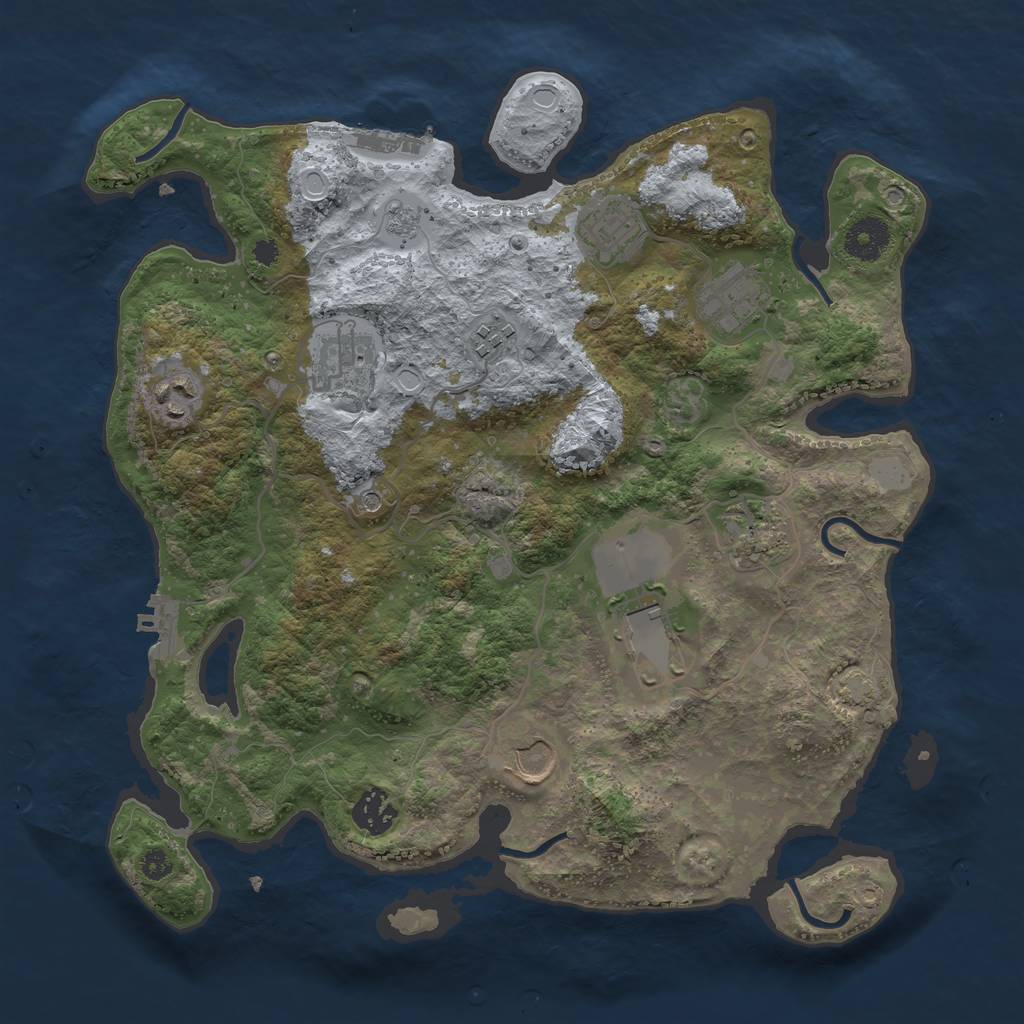 Rust Map: Procedural Map, Size: 3500, Seed: 43233365, 17 Monuments