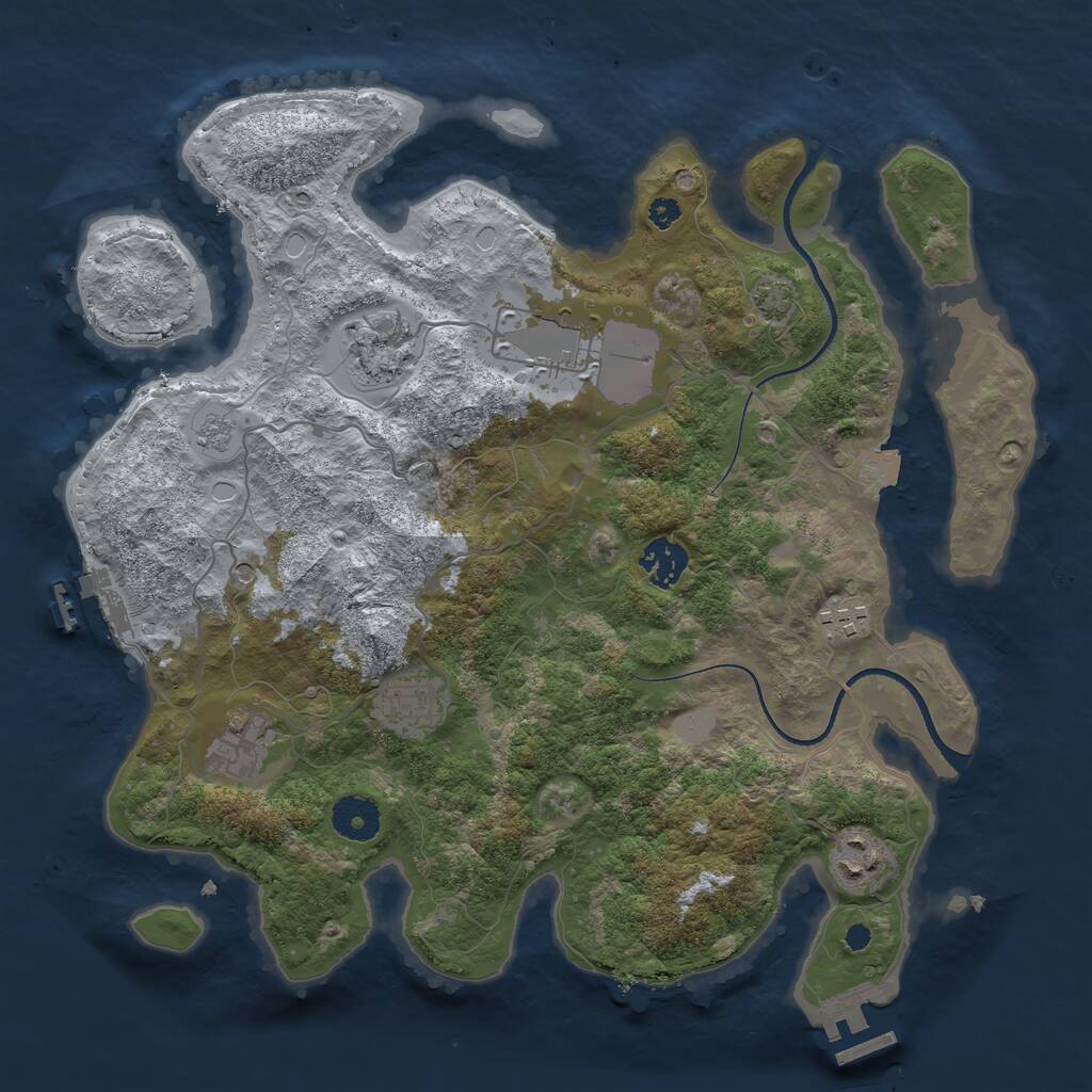 Rust Map: Procedural Map, Size: 3500, Seed: 15435006, 13 Monuments