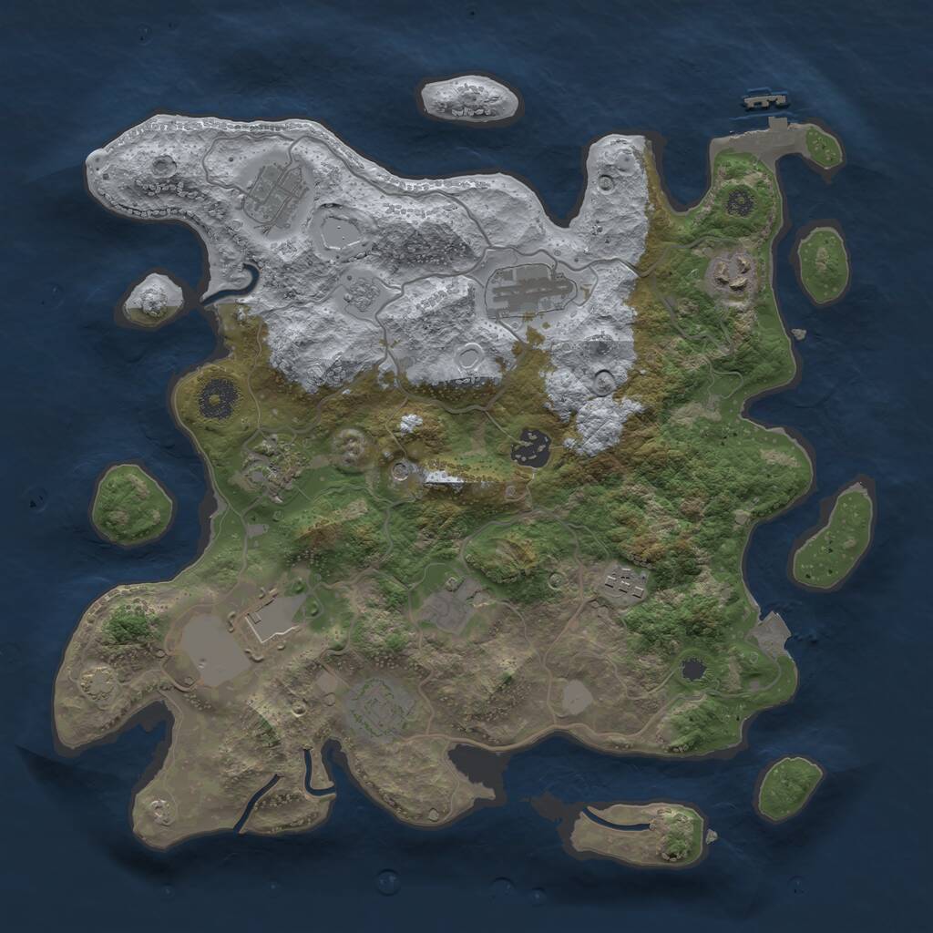 Rust Map: Procedural Map, Size: 3500, Seed: 25328377, 14 Monuments