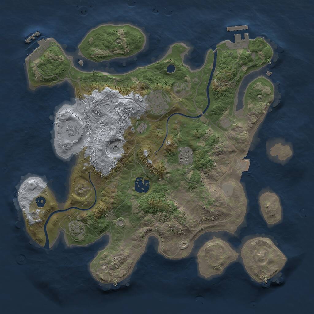 Rust Map: Procedural Map, Size: 3000, Seed: 24548, 9 Monuments