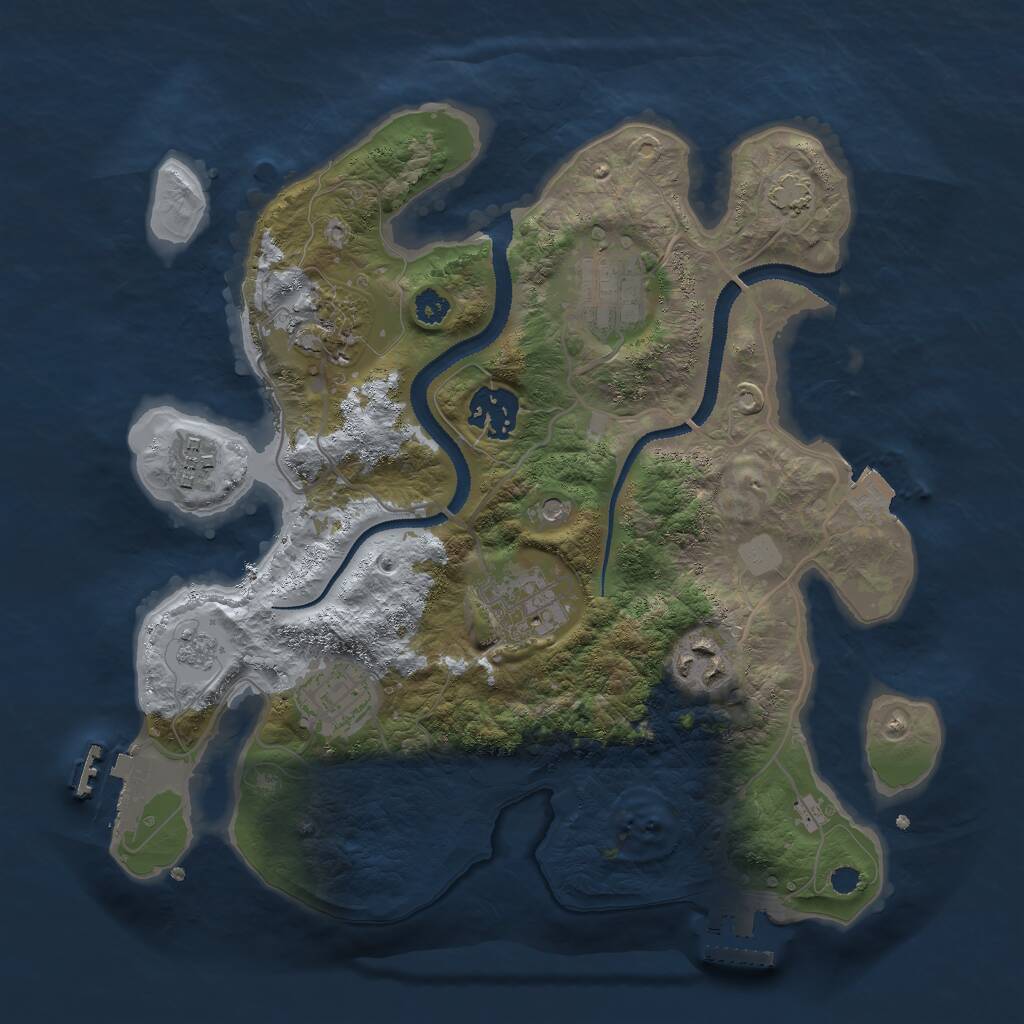 Rust Map: Procedural Map, Size: 3000, Seed: 3489657, 13 Monuments