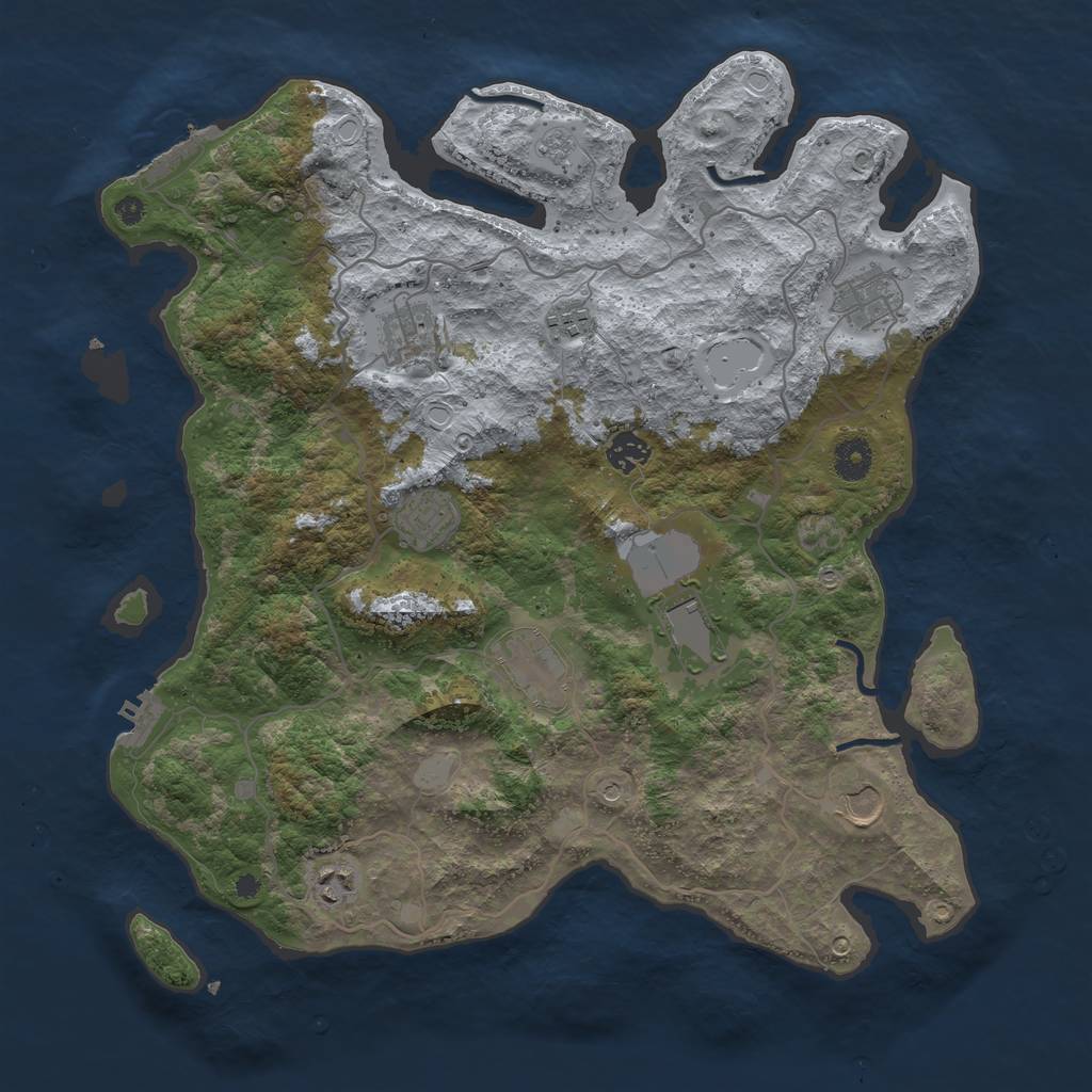 Rust Map: Procedural Map, Size: 4000, Seed: 8008132, 18 Monuments
