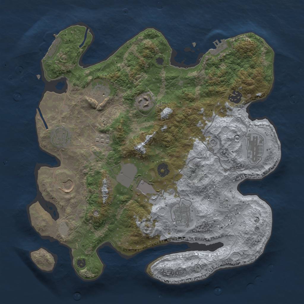 Rust Map: Procedural Map, Size: 3500, Seed: 2053674016, 18 Monuments