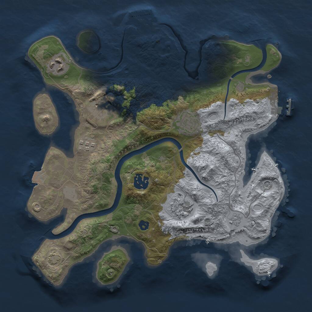 Rust Map: Procedural Map, Size: 3000, Seed: 21446, 12 Monuments