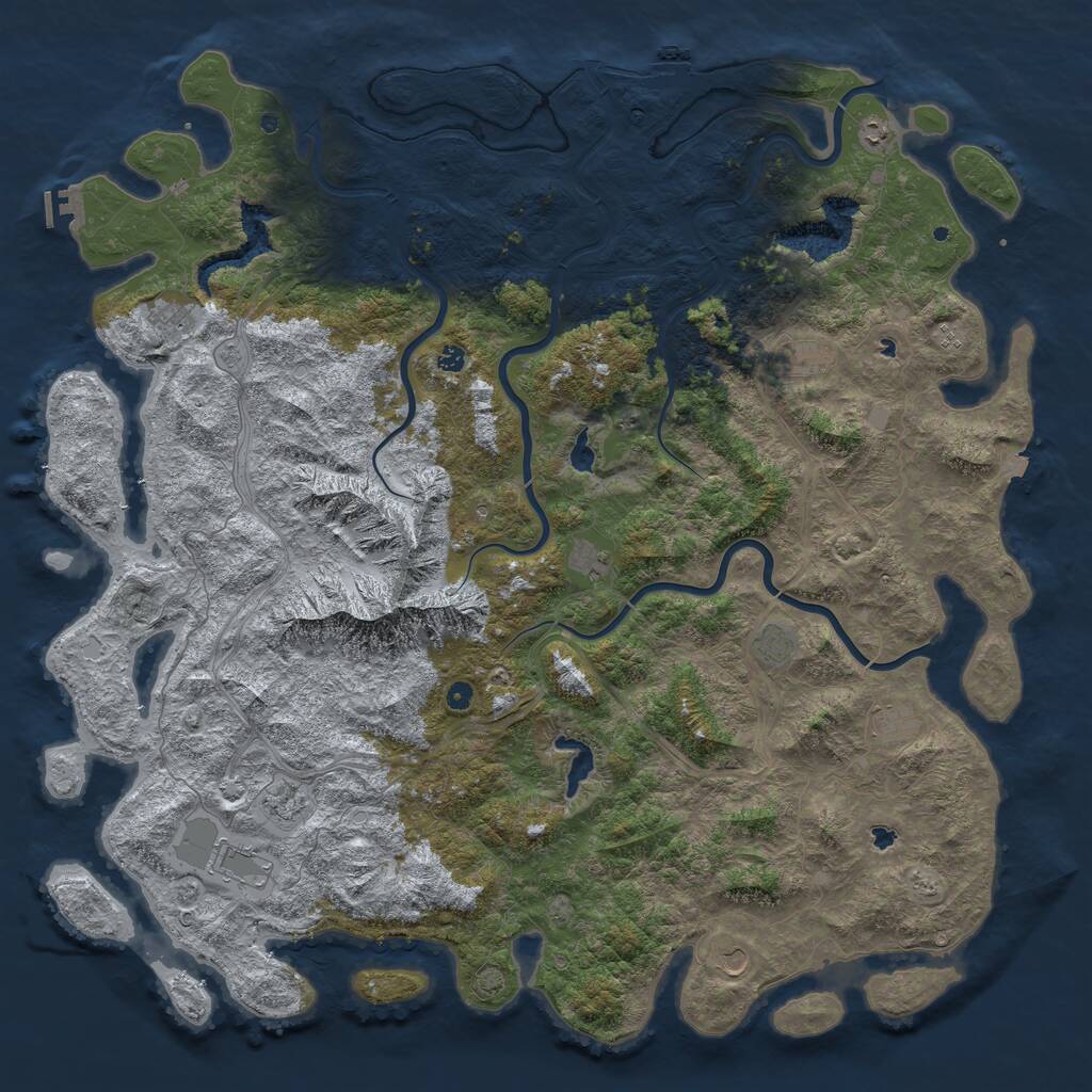 Rust Map: Procedural Map, Size: 6000, Seed: 111566774, 17 Monuments