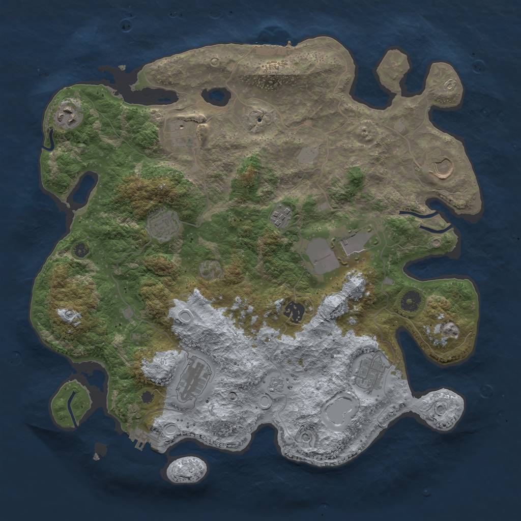 Rust Map: Procedural Map, Size: 3800, Seed: 27917, 18 Monuments