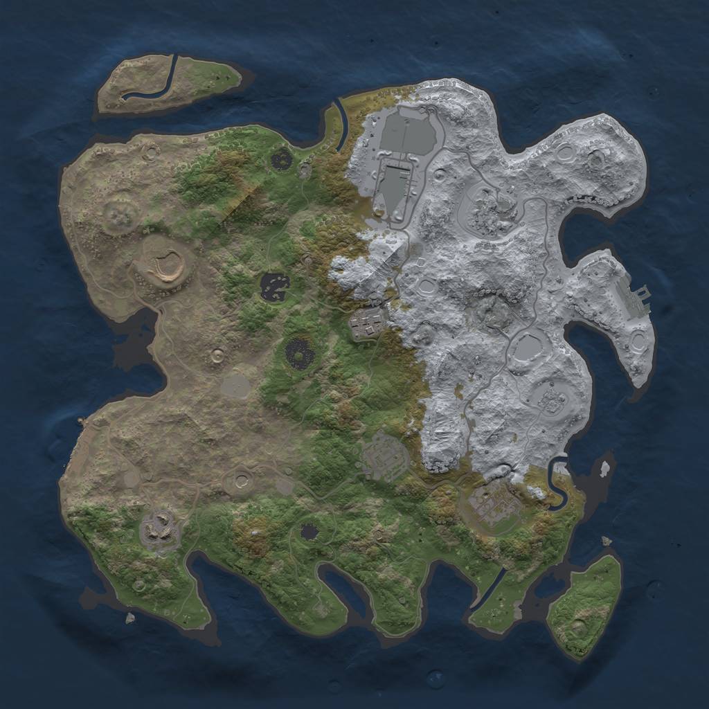 Rust Map: Procedural Map, Size: 3500, Seed: 28797534, 17 Monuments