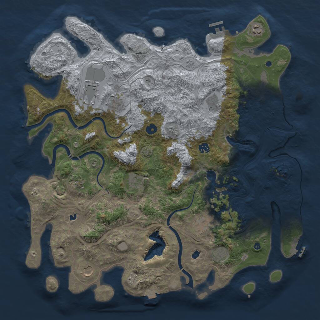Rust Map: Procedural Map, Size: 4500, Seed: 1212281475, 17 Monuments