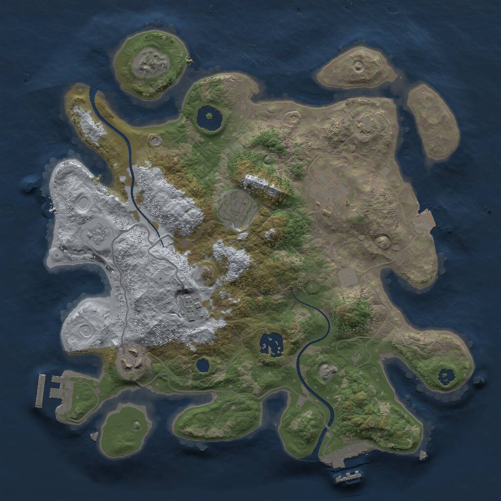 Rust Map: Procedural Map, Size: 3000, Seed: 76232, 10 Monuments