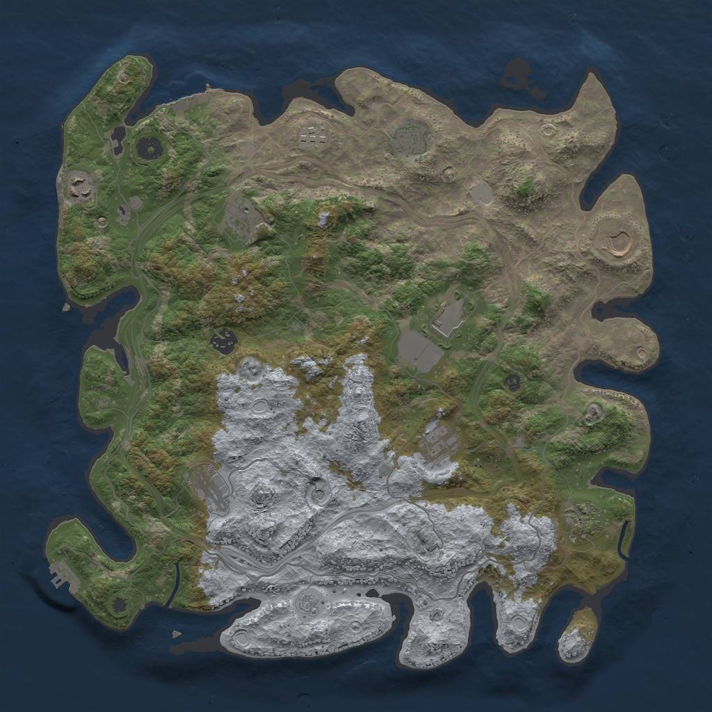 Rust Map: Procedural Map, Size: 4250, Seed: 840124394, 19 Monuments