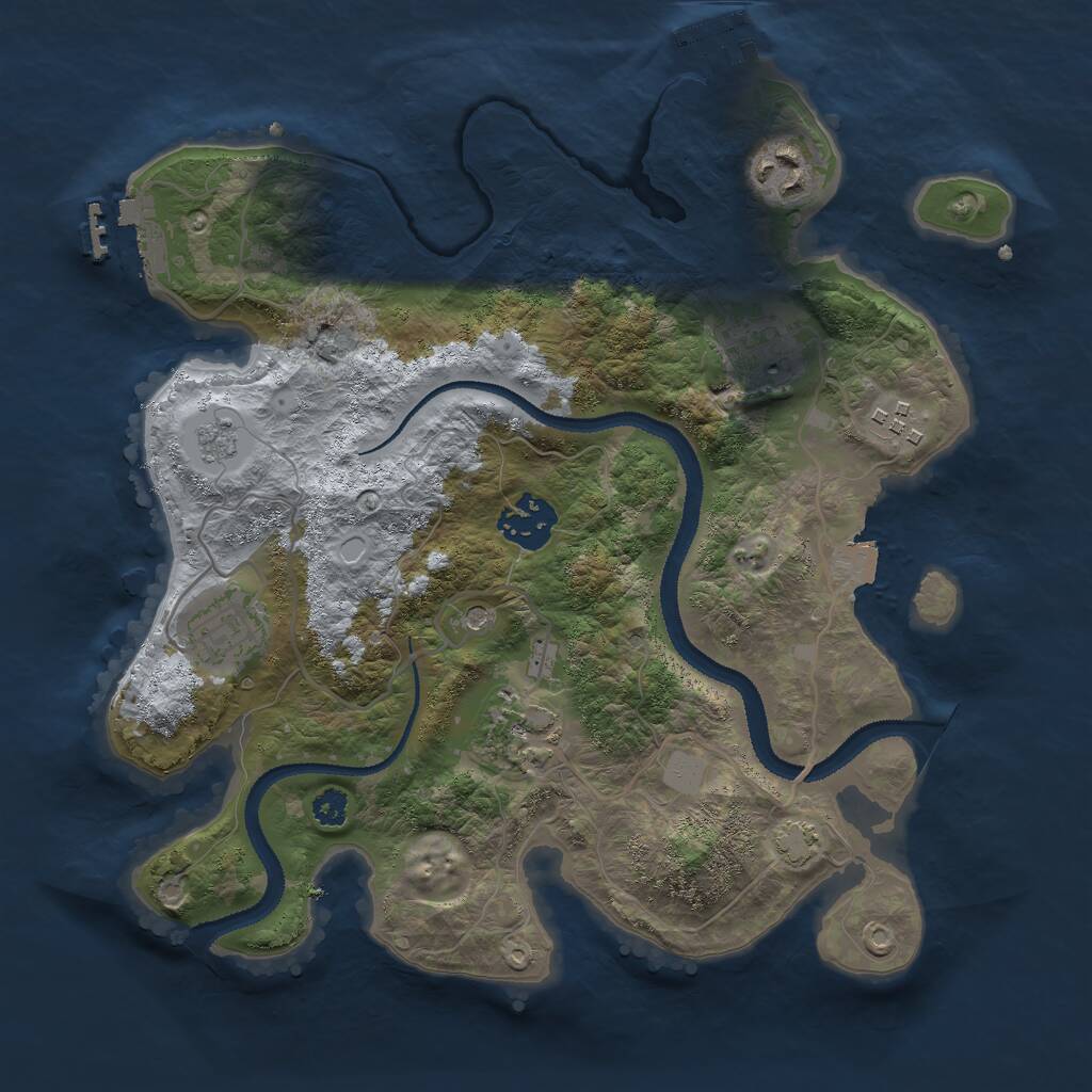 Rust Map: Procedural Map, Size: 3000, Seed: 33299, 12 Monuments