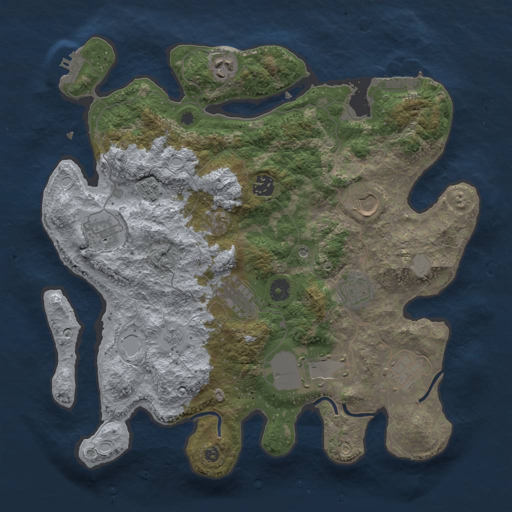 Rust Map: Procedural Map, Size: 3500, Seed: 65729995, 18 Monuments