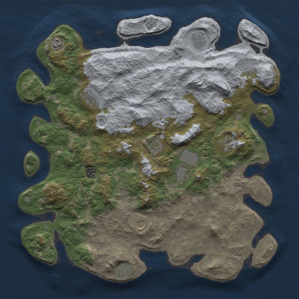 Rust Map: Barren, Size: 4500, Seed: 603663871, 13 Monuments