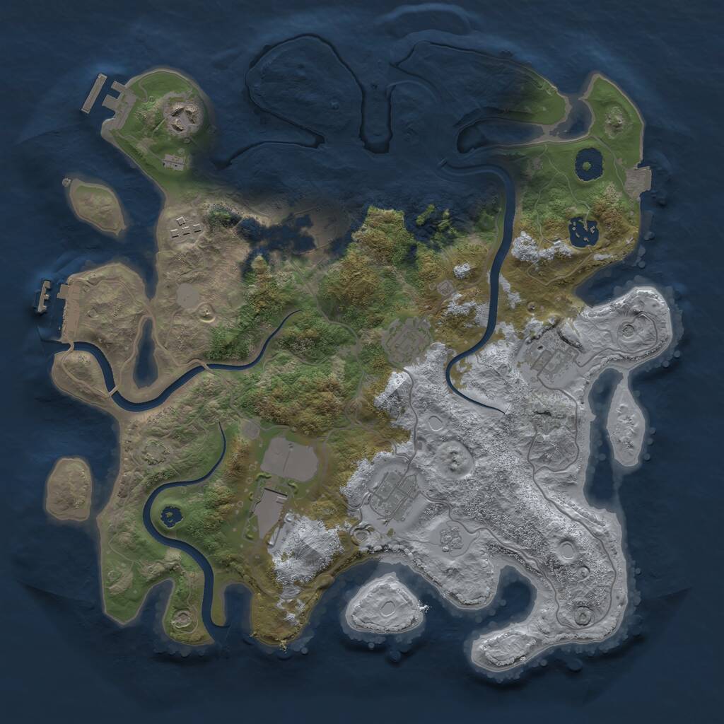 Rust Map: Procedural Map, Size: 3500, Seed: 1576988090, 14 Monuments