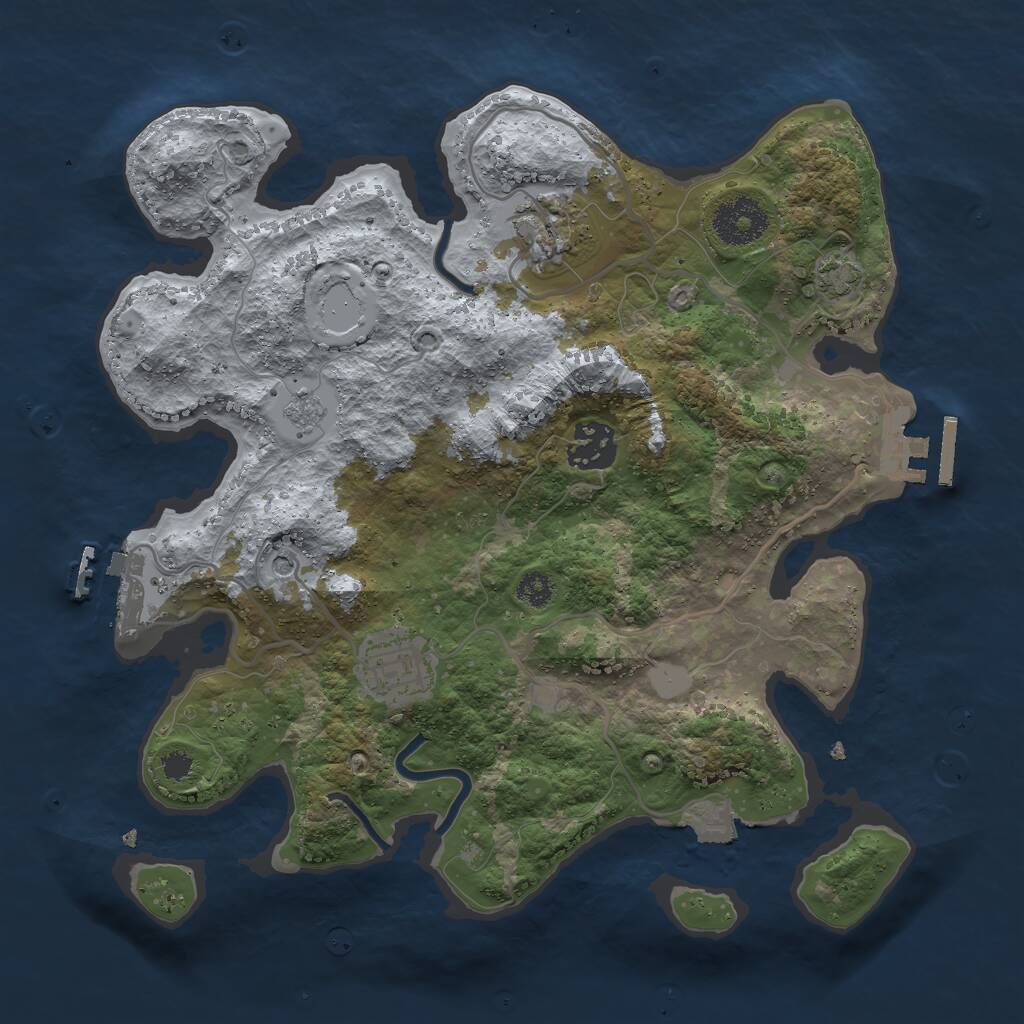 Rust Map: Procedural Map, Size: 3000, Seed: 8173757, 9 Monuments
