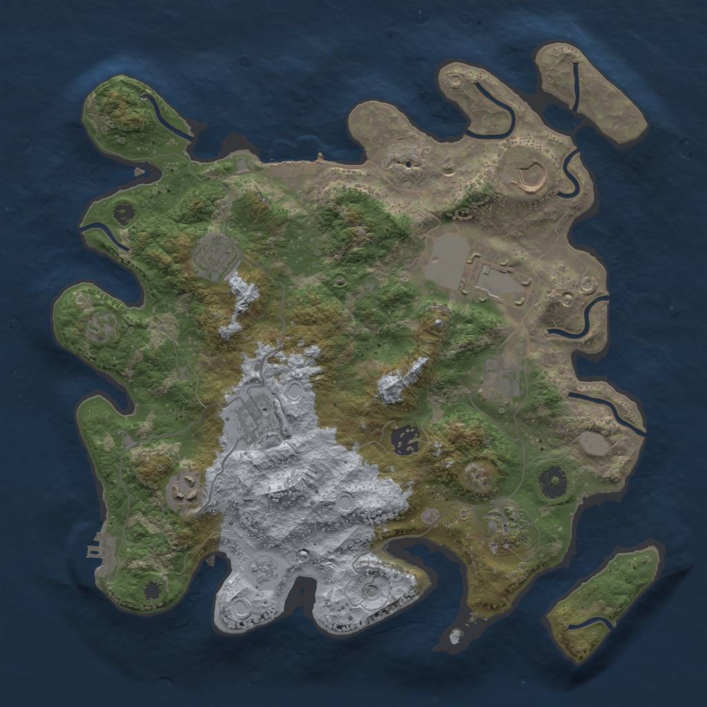 Rust Map: Procedural Map, Size: 3500, Seed: 16907612, 17 Monuments