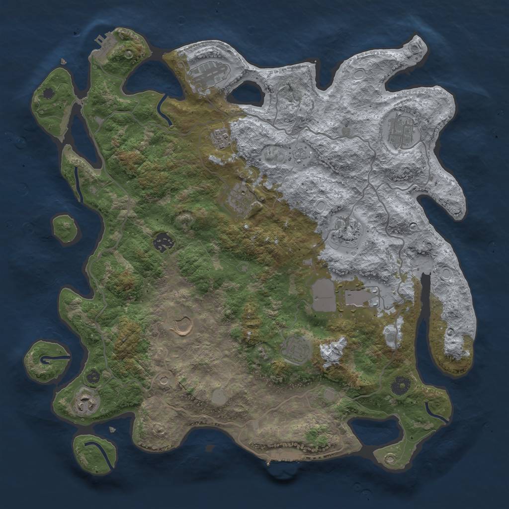 Rust Map: Procedural Map, Size: 4000, Seed: 1307036661, 19 Monuments