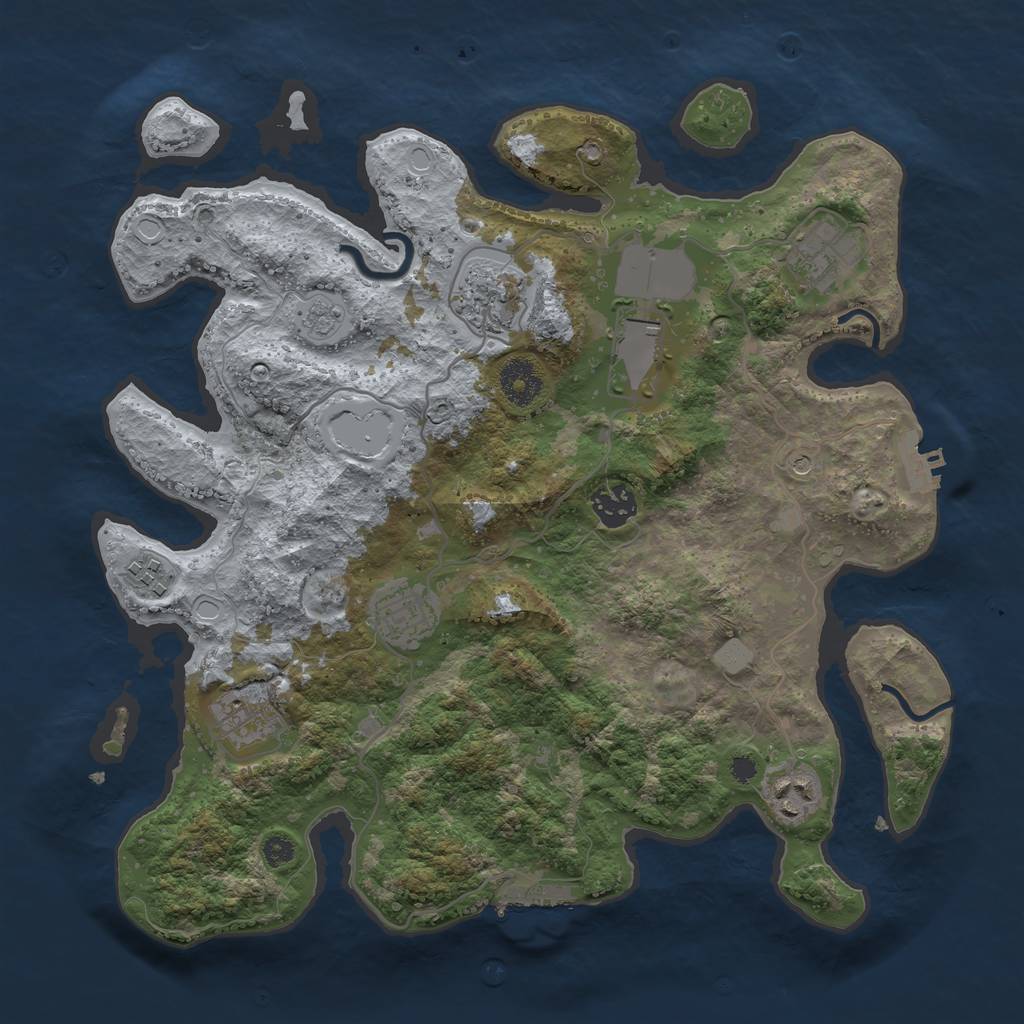Rust Map: Procedural Map, Size: 3500, Seed: 63638029, 17 Monuments