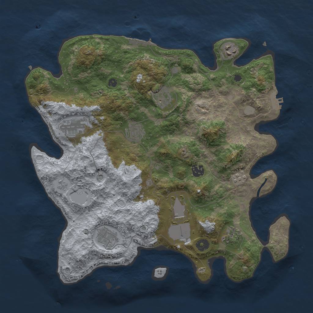 Rust Map: Procedural Map, Size: 3700, Seed: 1084339104, 18 Monuments