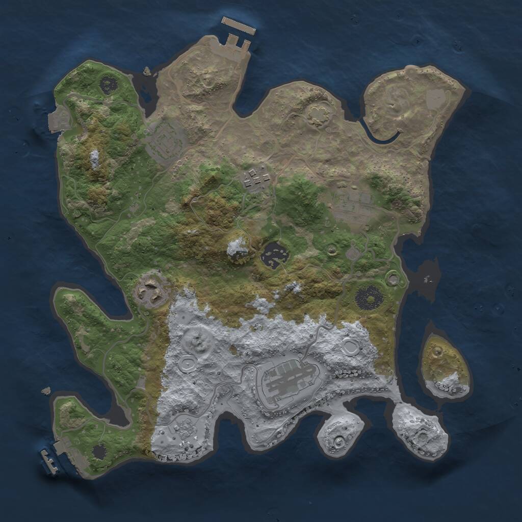 Rust Map: Procedural Map, Size: 3000, Seed: 853498685, 11 Monuments