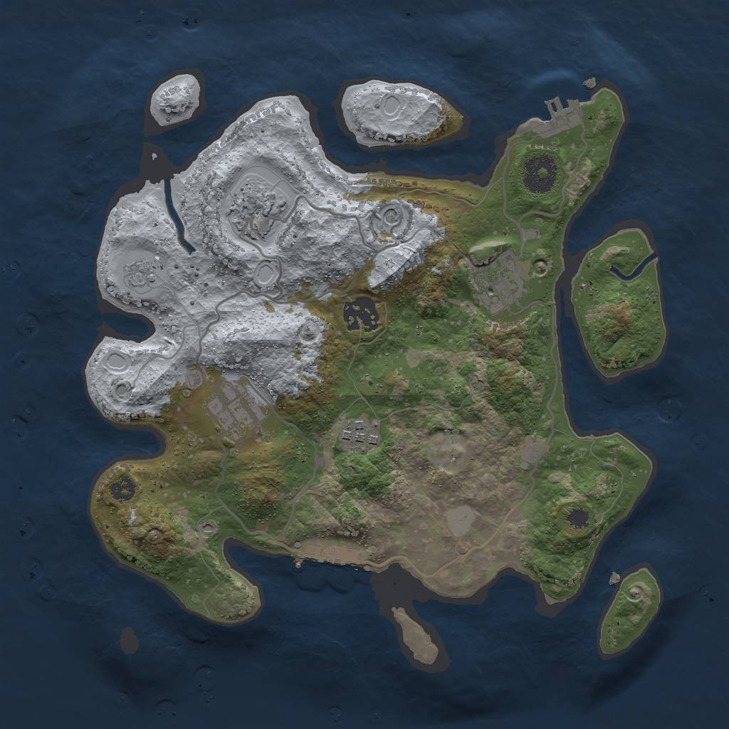 Rust Map: Procedural Map, Size: 3000, Seed: 634732809, 14 Monuments