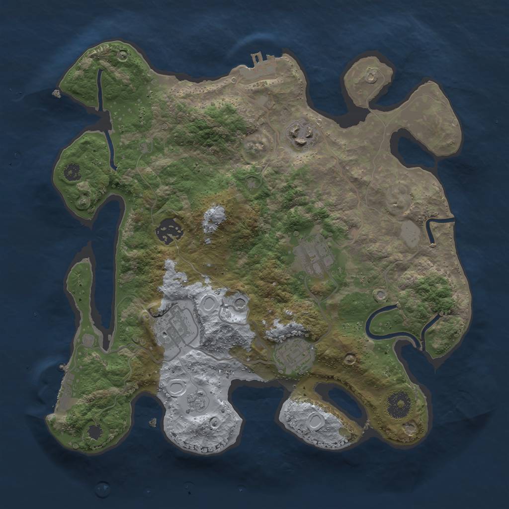 Rust Map: Procedural Map, Size: 3000, Seed: 2054482891, 14 Monuments