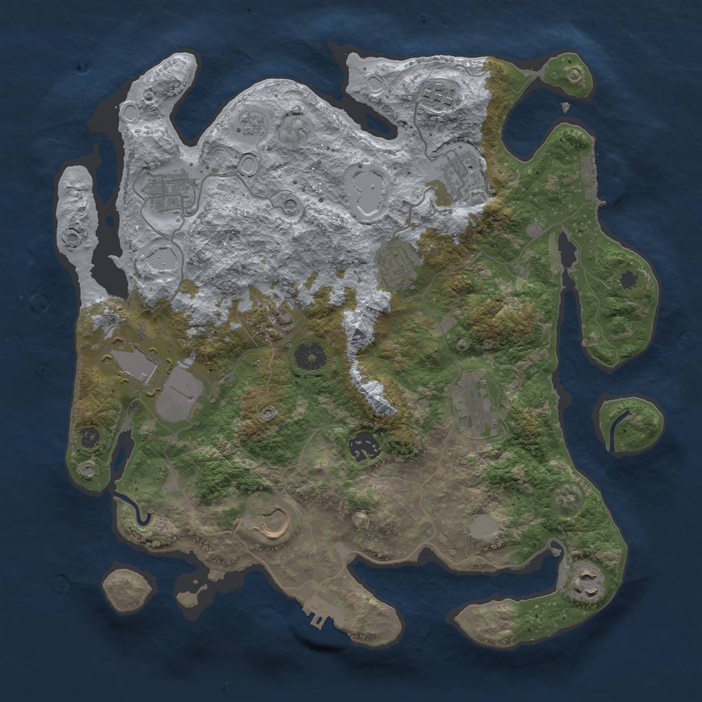 Rust Map: Procedural Map, Size: 3500, Seed: 52456459, 19 Monuments